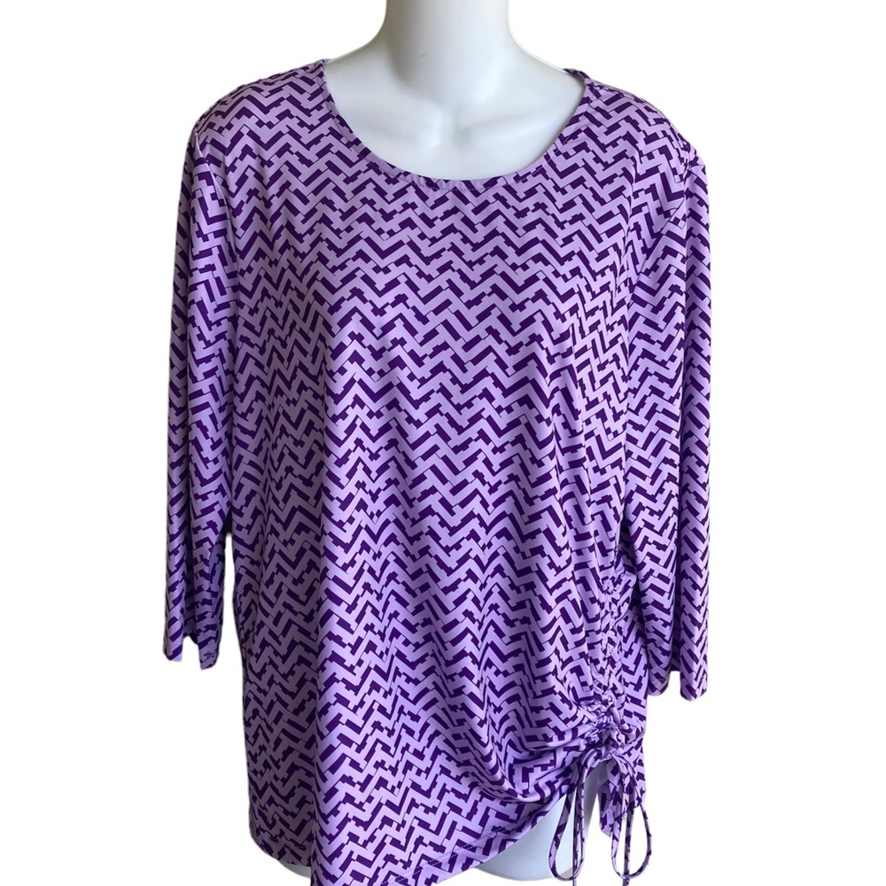 Christopher & Banks Petite Purple Lavender Stretch Top 3/4 Sleeve New Size LP